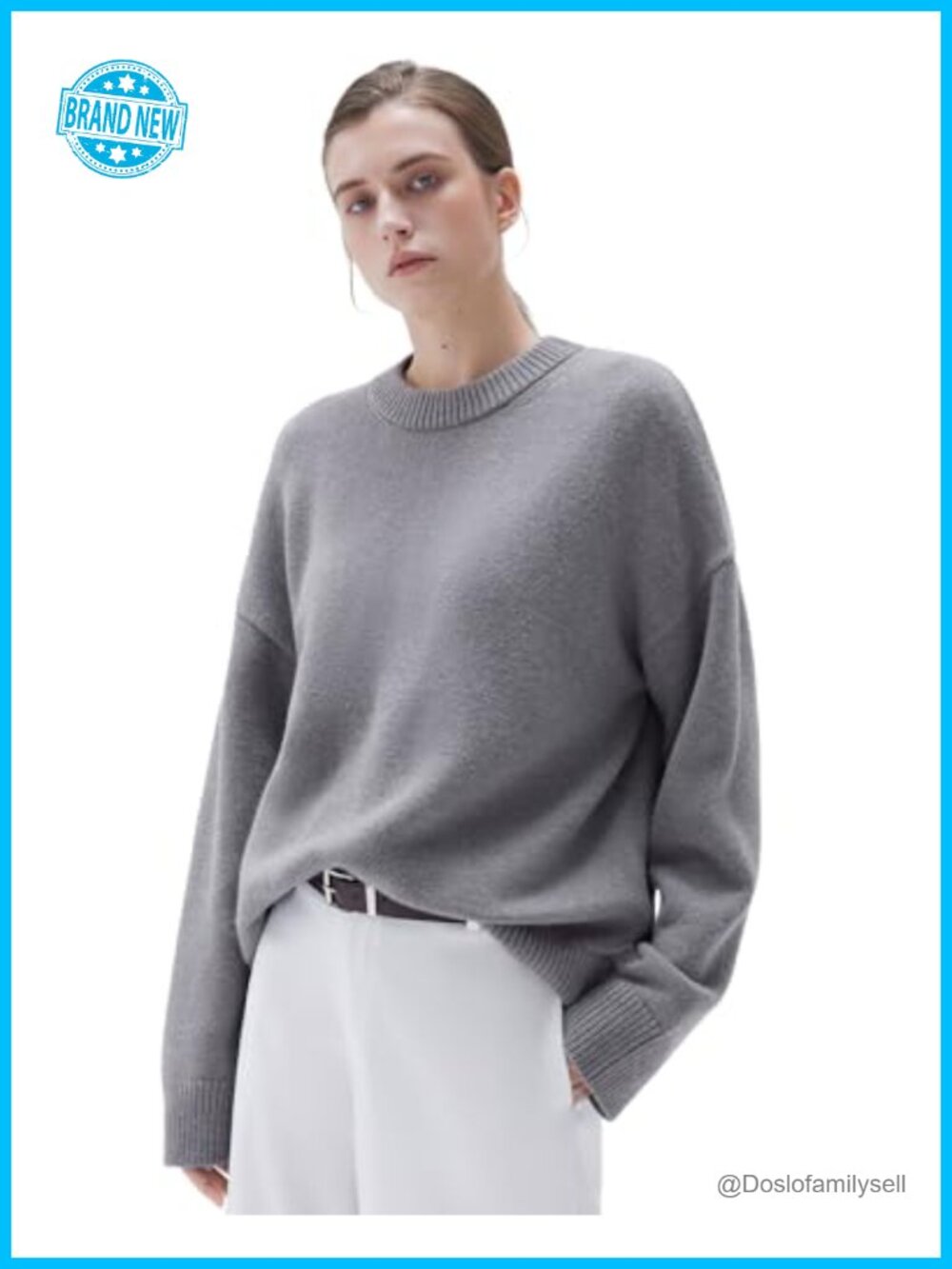 Cashmere Blend Oversized Crew Neck Pullover Sweater